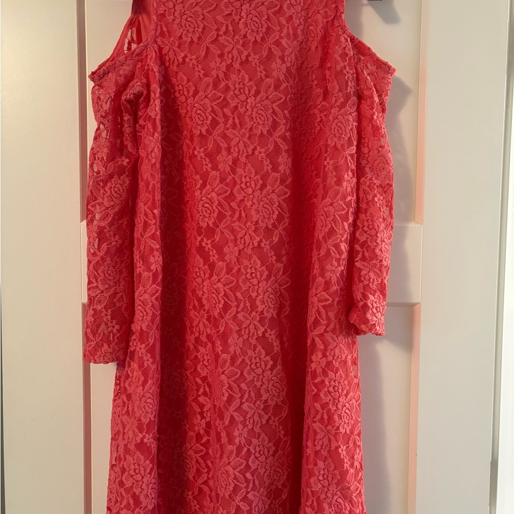 Elegant Coral Lace Maternity Dress